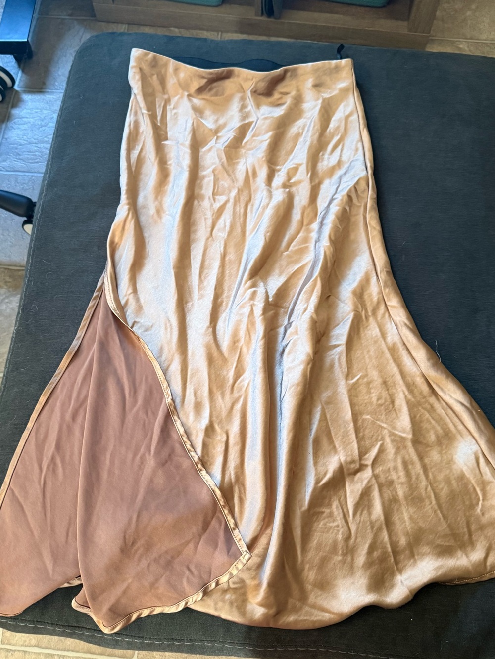 Target Satin Maxi Skirt in Champagne and Dusty Rose